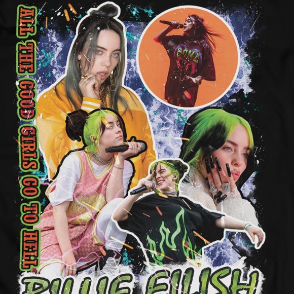 Vintage Style 90's Black Billie Eilish Tee - Picture 2 of 3